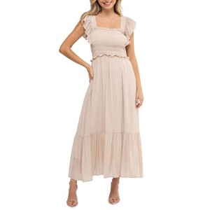 August Sky Women's Smocked Bodice Midi Dress - 1 of 4