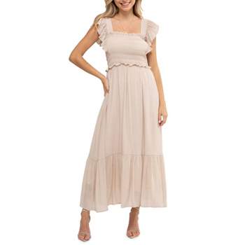 August Sky Women's Smocked Bodice Midi Dress