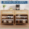 34" Sideboard Buffet Cabinet with Storage,Wooden Credenza Storage Cabinet with Adjustable Shelves,Natural Oak - 3 of 4