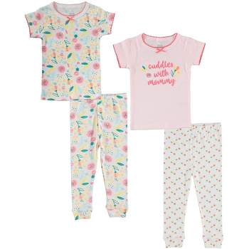 Cutie Pie Baby Girl Toddler And Infant Pajama Sleeper Matching Set Shorts  And Long 4 Pc Set Rainbow Pink Size 4t-dream In Roses : Target