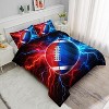 Rugby Comforter Set Full Size – 3Pcs Red Blue American Football Bedding, Sports Theme Quilt Set for Boys Kids Adults with 2 Pillowcases - 3 of 4