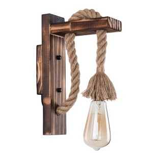 YIYIBYUS Industrial Vintage Wooden Farmhouse Simple Wall Sconce, Brown - 1 of 4