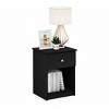 Furinno 2PCS Mid-Century Nightstand Multipurpose End Table Accent Side Table W/Drawer & Open Storage Cube for Bedroom,Living Room,Black Oak - 2 of 4