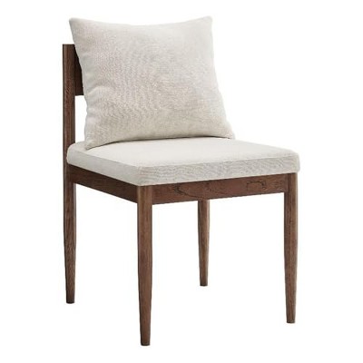 Modway  Remington Mid-Century Modern Wood and Fabric Dining Room Side Chair in Salt with Open Back and Elm Wood Frame