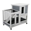 DOMETOUR Wooden Rabbit Hutch, Outdoor Pet Bunny House Wooden Cage with Ventilation Gridding Fence, Openable Door, Cleaning Tray, Gray - 2 of 4