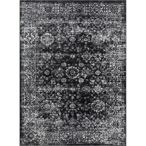LIVN CO. Distressed Vintage Medium Pile Area Rug, Black/Cream - 1 of 4