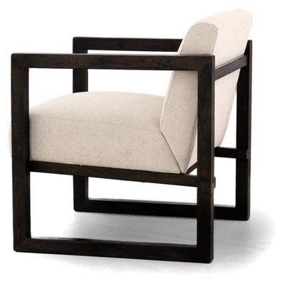 Alarick Cream and Black Transitional Wood Accent Chair