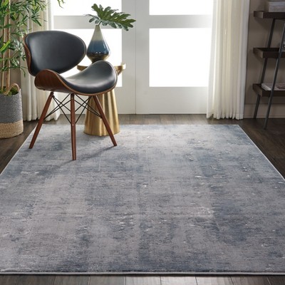 Gray Abstract Hand-Knotted Synthetic Area Rug 3'11" x 5'11"