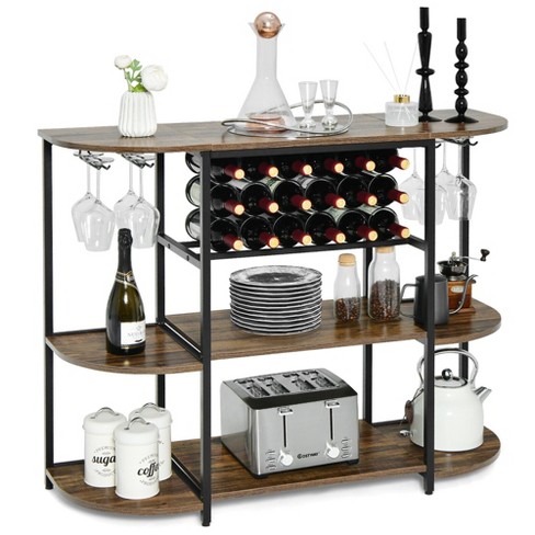 Tangkula Rack Table Coffee Bar Cabinet Freestanding Liquor Stand Glass  Holder : Target