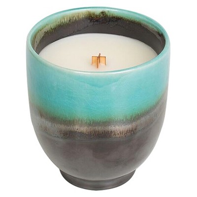 35.8oz Colored Vase Glass with Dustcover Rainwater Lily Candle Gray - Threshold&#8482;: Peach, Palm Wax, 70hr Burn Time