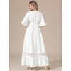 INSPIRE CHIC Women's V Neck Lace Ruffle Half Sleeve Boho Wedding Flowy A-Line Maxi Dress - 3 of 4