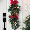 Barton 2PCS 28" Christmas Teardrop Swag Wreath Red & Gold w/Pinecones Pre-Lit - 2 of 3