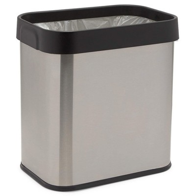 Juvale Stainless Steel Trash Can, Garbage Bin for Office (11.8 x 11 x 7.48 Inches)