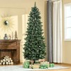 HOMCOM 7.5 FT Artificial Snow Dipped Christmas Tree with Pinecones, Holiday Home Indoor Decoration with Foldable Feet, Green - 3 of 4