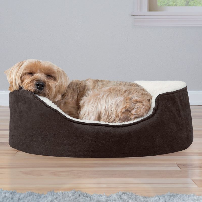 FurHaven Faux Fleece & Suede Oval Cuddler Dog Bed, 3 of 6