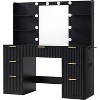 AMERLIFE Makeup Vanity Desk with Mirror & LED Lights, Drawers, Tempered Glass Top, Charging Station, Modern Bedroom Dressing Table - 2 of 4