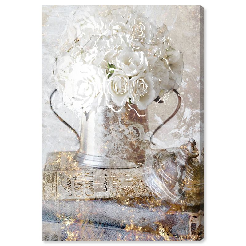 15&#34; x 10&#34; Romantic Roses Floral and Botanical Unframed Canvas Wall Art in White - Oliver Gal, 1 of 6
