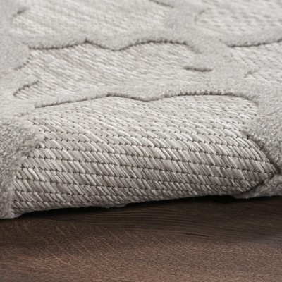 Silver Grey Trellis Synthetic 4' x 6' Easy-Care Area Rug