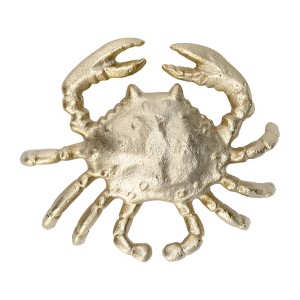 Coastal Crab Figurine - Decorative Gold Aluminum Metal Sculpture - Nautical Accent for Home, Office, Bedroom, Living Room - 7" Metallic Gold - 1 of 4