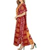 LA LEELA Women's Summer Holiday Beach Casual Dailywear Loose Caftan Maxi Night Evening Gown Loungewear Dashiki House Dresses for Women 3X-4X Red, Leaf - 2 of 4