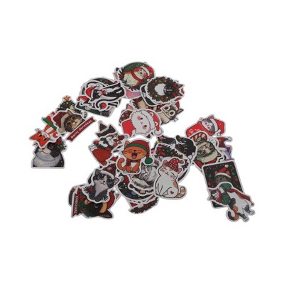 Unique Bargains Christmas Stickers for Ceramic Glass Metal Paper Plastic Waterproof Cartoon Christmas Cats 50 Sheets Vinyl Colorful 1Set