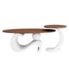 RISOKEYS Set of 2 Modern Nest Coffee Table - Wooden Brown Table Top Oval Coffee and End Table Set with White Metal Geometric Base - 4 of 4