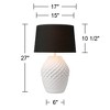 360 Lighting Simon 27" Tall Modern 3-Way Table Lamp Textured Geometric Pattern White Finish Single Black Shade Living Room Bedroom Bedside Nightstand - 4 of 4