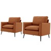 Cat Paw Leather 2PC Nordic Retro Light Luxury Single Sofa Chair with Overstuffed Headrest and Waist Pillows, Easy Assembly for Living Room - 2 of 4