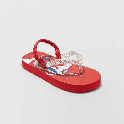 girls red flip flops