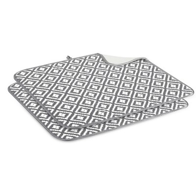LunaLulinlk 2pcs Dish Drying Mats, Absorbent Microfiber Kitchen Dish Drainers, 18 x 16", Gray