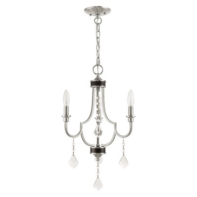 Elegant Brushed Nickel 3-Light Mini Chandelier with Clear Crystals