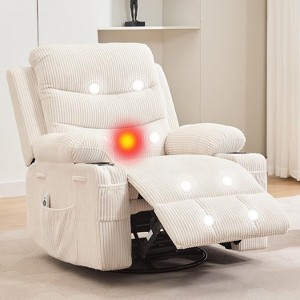 Recliner Chair, Oversized Manual Reclining Rocking Chair, 360 Swivel with Cup Holder, Massage and Heat Recliner, Single Sofa Chairs - 1 of 4