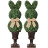 Garvee 39"Artificial Bunny Shaped Topiary Tree with Classic Planter Pot Rabbit UV-Resistant Bowknot Faux Boxwood Topiaries Plant - 3 of 4