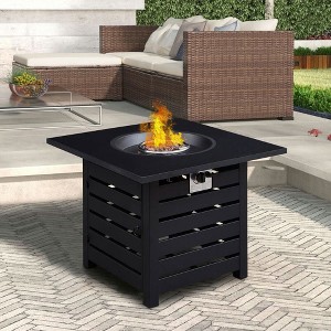 Resenkos Fire Pit Table, 32-inch Square 50,000 BTU Auto-Ignition Propane Gas Firepit with Waterproof Cover Black - 1 of 4