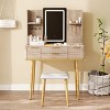 TopComfy Vanity Tables 4 Drawer Vanity Desk with Mirror Makeup Table Dressing Table with Jewelry Storage for Bedroom, Brown, 29.92"*15.75"*51.18" - 2 of 4