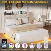 Floating Bed Frame, Suspended Bed with RGB LED Lights and Charging Station, Upholstered Bed Frame with Storage Headboard and Button Tufted - 4 of 4