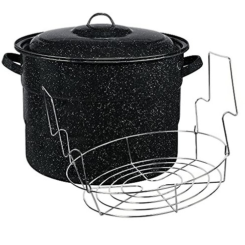 Granite Ware 15 Qt. Heavy Gauge Seafood/tamale Steamer Pot With Lid &  Trivet Speckled Black, Stainless Steel Rim : Target