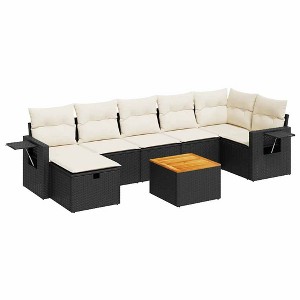 vidaXL Garden Sofa Set Black, Cream White PE Rattan - 1 of 4