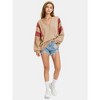 EXLURA Women's Oversized V Neck Henley Shirt Patchwork Color Block Sweatshirt Long Sleeve Button Pullover Tunic Tops - 4 of 4