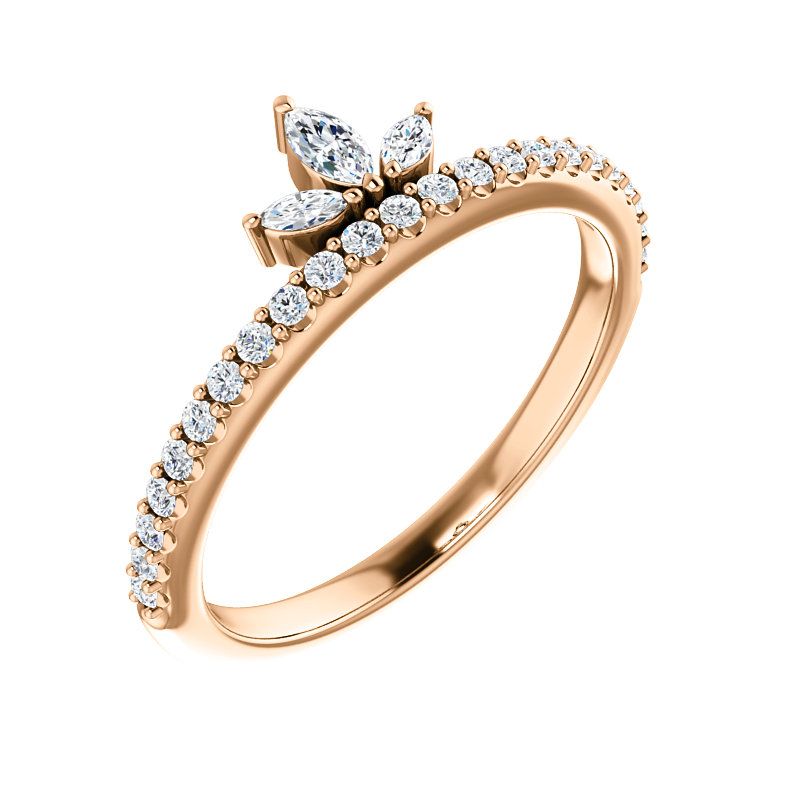Pompeii3 3/8ct 14k Rose Gold Womens Marquise Diamond Wedding Ring Stackable Band, 3 of 6