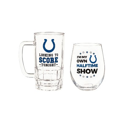 Indianapolis Colts, Stemless 17OZ Wine & Beer 16 OZ  Gift Set