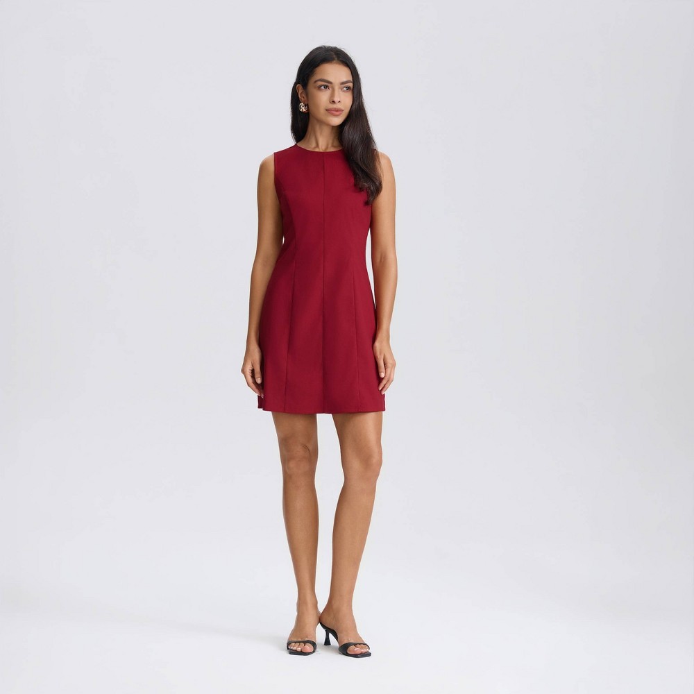 Women's Tie-Back Mini A-Line Dress - A New Day™ Wine Red S