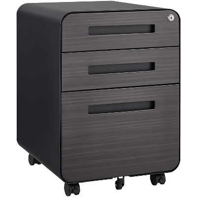 NicBex 2 Drawer Mobile File Cabinet,Office Cabinet with Grooved Handle Design and Casters,Modern Storage Cabinet,Filing Cabinets for Home Office