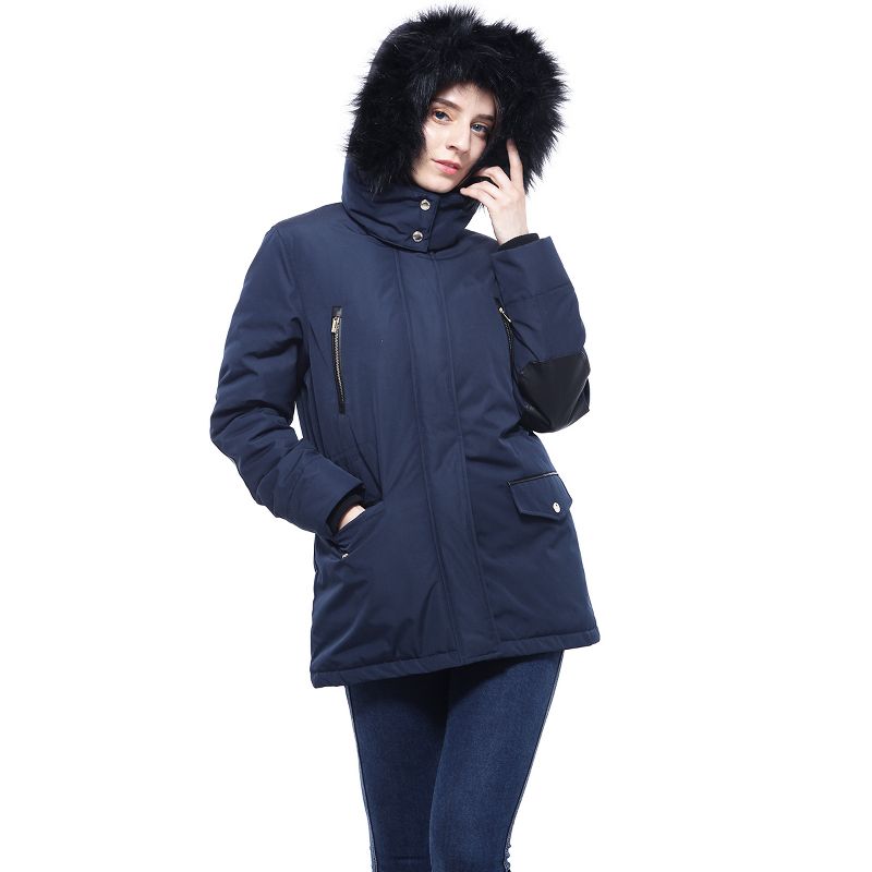 Rokka&Rolla Women's Winter Coat with Faux Fur Hood Parka Jacket, 3 of 9