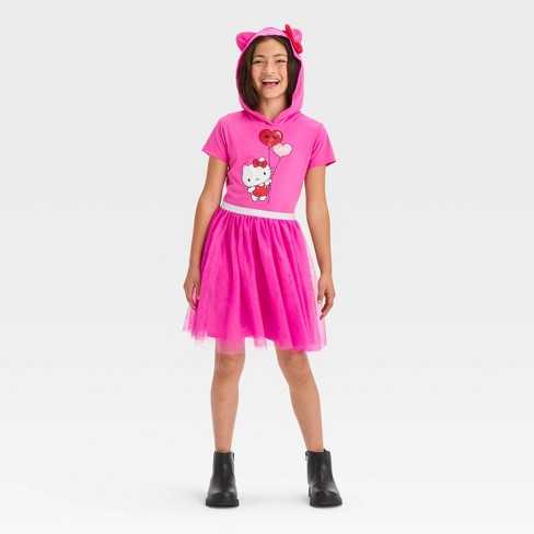 Hello Kitty Big Girls Short Sleeve Dress Grey 10-12 : Target