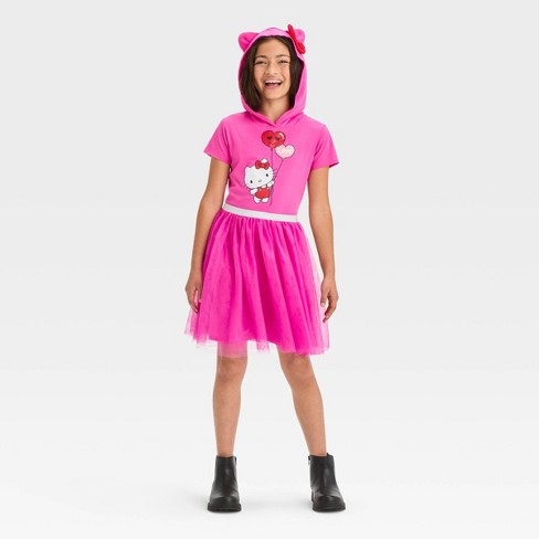 Girls' Hello Kitty Hooded Dress - Pink XS