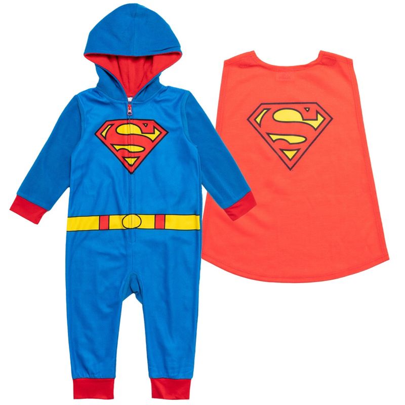 DC Comics Justice League The Flash Superman Batman Zip Up Pajama Coverall Big Kid, 1 of 9