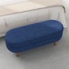 Lyngins Handcrafted Fabric Oval Storage Ottoman Bench, Pleated Design Ottoman with Storage, Storage Bench with Rubber Wood Legs for Living Room - 3 of 4