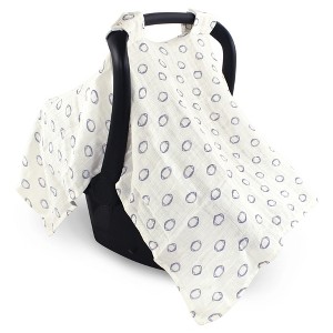 Hudson Baby Infant Boy Muslin Cotton Car Seat and Stroller Canopy, Football, One Size - 1 of 1