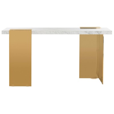 Mycha Marble Console Table White/Gold - Safavieh